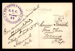 CACHET G.V.C. POSTE 23 - XXE CORPS D'ARMEE 1ERE SUBDIVISION - ADOMENIL (MEURTHE-ET-MOSELLE)  - WW I