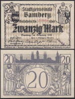 Bamberg 20 Mark Banknote 1918 Notgeld Gutschein     (c595 - Other & Unclassified