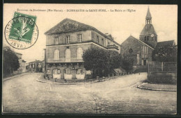 CPA Dommartin-le-Saint-Pere, La Mairie Et L`Eglise  - Autres & Non Classés