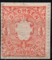 ALTDEUTSCHLAND ,SACHSEN, 1863, MI 15 , 1/2 NEU GROSCHEN,  STAATSWAPPEN, UNGEBRAUCHT, NEUF CHARNIERE (3) - Sachsen