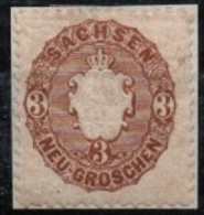 ALTDEUTSCHLAND ,SACHSEN, 1863, MI 18  A, 3  NEU GROSCHEN,  STAATSWAPPEN, UNGEBRAUCHT, NEUF CHARNIERE - Sachsen