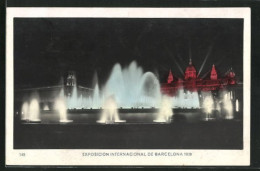 AK Barcelona, Exposicion Internacional 1929, Wasserfontänen  - Exposiciones