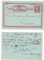 1902 CHILE Postal STATIONERY Card Santiago Conception Cover Stamps - Chile