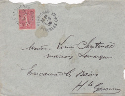 1908-Lettre De PERPIGNAN-66 Pour ENCAUSSE-31 (France),type Semeuse Lignée -cachet Du 3-9-1908--couronne Absente - Brieven En Documenten