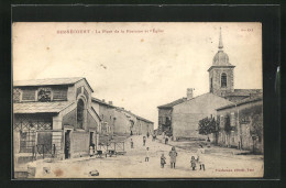 CPA Bernecourt, La Place De La Fontaine Et L'Eglise  - Sonstige & Ohne Zuordnung