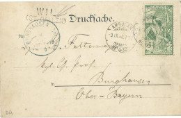 SUISSE CARTE 5c  MARQUE LINEAIRE WIL ( ST GALLEN ) + AMBULANT N°39  POUR BURGHAUSEN ( ALLEMAGNE ) DE 1900 LETTRE COVER - Brieven En Documenten