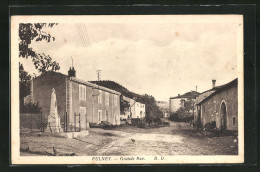 CPA Pulney, Grande Rue, Vue De La Rue Am Le Monument Aux Morts  - Autres & Non Classés