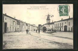 CPA Pierre-la-Treiche, La Grande-Rue, Zentrale Strasse Avec Hotel Minette Et Cafe Millet  - Autres & Non Classés