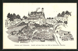 AK Neuhaus, Ortsansicht Mit Burg Veldenstein, Ansicht Von 1660  - Otros & Sin Clasificación