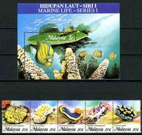 Malaysia 1988 MiNr. 387 - 392(Block 4)  MARINE LIFE # I Sea Snails 5v+ S\SH MNH** 15.50 € - Maleisië (1964-...)