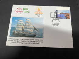 27-4-2024 (3 Z 12) Paris Olympic Games 2024 - Olympic Flame Travel From Piraeus To Marseille On Sail Ship BELEM - Eté 2024 : Paris