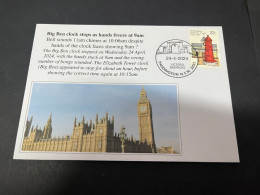 27-4-2024 (3 Z 12) UK - Big Ben Clock Stops As Hand Freeze At 9am (24-4-2024) Post Boxe & Big Clock Stamp ! - Altri & Non Classificati