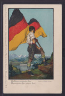 Ansichtskarte N. Wien Künstlerkarte Lith. D. Rohr Mann Fahne Vor Bergpanorama - Ohne Zuordnung