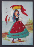Ansichtskarte Echtkleid Künstlerkarte Junge Frau Mit Kleid Und Haaren Aus - Unclassified