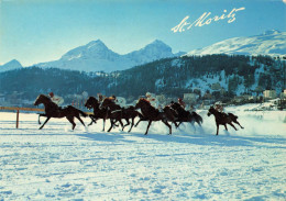 CPSM St-Moritz Mit Piz Julier Und Piz Nair-Chevaux-Timbre-RARE       L2873 - St. Moritz