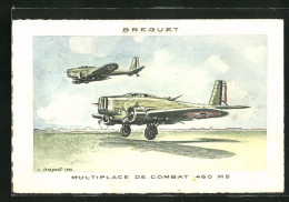 Künstler-AK Kampfflugzeug Vom Typ Breguet Multiplace De Combat 460 M5  - 1939-1945: II Guerra