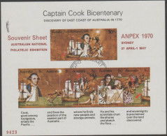 AUSTRALIA - USED 1970 55c Captain Cook Bicentenary "Anpex" Souvenir Sheet - Usados