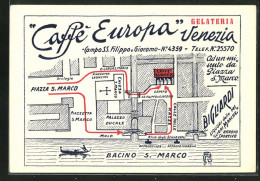 Cartolina Venezia, Café Europa, Campo S.S. Filippo E Giacomo, Stadtplan  - Venezia (Venice)