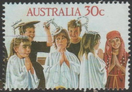 AUSTRALIA - USED 1986 30c Christmas - Children Praying - Stamp From Souvenir Sheet - Gebraucht