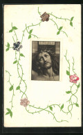 AK Briefmarkencollage Mit Christus Am Kreuz  - Briefmarken (Abbildungen)