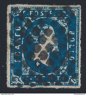 1851 Sardegna, N° 2 20c. Azzurro USATO Siglato AD - Sardinia