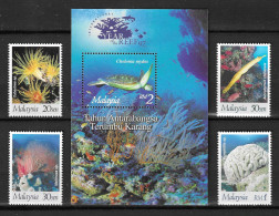 Malaysia 1997 MiNr. 655 - 659 (Block 16) Marine Life Corals Turtles Fishes  4v + S\sh  MNH**   8.00 € - Malaysia (1964-...)