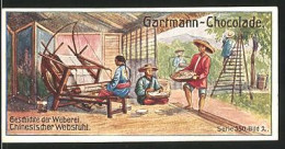 Sammelbild Gartmann-Chocolade, Geschichte Der Weberei, Chinesischer Webstuhl, Serie 350, Bild 2  - Andere & Zonder Classificatie