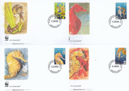 BERMUDES  2010  4 FDC WWF-HIPPOCAMPES YVERT N°1004/1007 - FDC