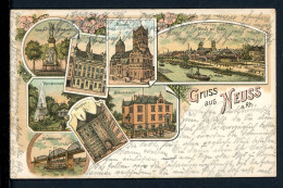 AK Neuss 1899 Kriegerdenkmal, Ständehaus, Rheinbrücke, Hafen (PK0137 - Autres & Non Classés