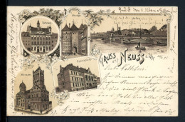 AK Neuss 1898 Gymnasium, Rathaus, Münster, Obertor (PK0139 - Otros & Sin Clasificación