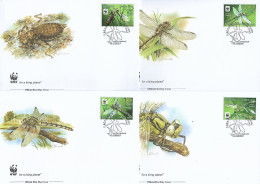 BIELORUSSIE  2010  4 FDC WWF-LIBELLULES YVERT N°707/710 - FDC