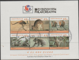 AUSTRALIA - USED 1994  $2.70 Kangaroo And Koala Overprinted "PhilaKorea" Souvenir Sheet - Oblitérés