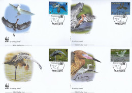 MONTSERRAT  2010  4 FDC WWF-AIGRETTES YVERT N°1360/1363 - FDC