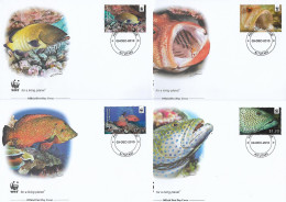 AITUTAKI  2010  4 FDC WWF-POISSONS YVERT N°599/602 - FDC