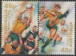 AUSTRALIA - USED 1999 90c 100 Years Of Test Rugby In Australia Pair - Gebruikt