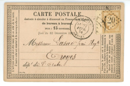 CARTE PRECURSEUR Envoyée à LASNE FRERES Négociant à TROYES 10 AUBE Envoi De THOUVENIN De SOISSONS 02 AISNE - 1849-1876: Période Classique