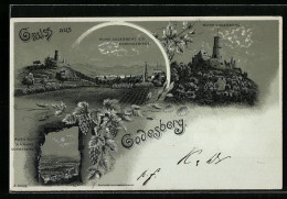 Lithographie Godesberg, Ruine Und Siebengebirge, Aussicht V. D. Ruine  - Autres & Non Classés