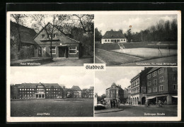 AK Gladbeck I. W., Gasthof Haus Waldfriede, Tennisplatz TC Haus Wittringen, Bottroper Strasse  - Gladbeck