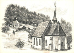 13236428 Flueeli-Ranft Kirche Kapelle Zeichnung Kuenstlerkarte Flueeli-Ranft - Sonstige & Ohne Zuordnung