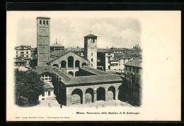 Cartolina Milano, Panorama Della Basilica Di S. Ambrogio  - Milano