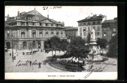 Cartolina Milano, Piazza Alla Scala  - Milano