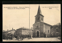 CPA St-Bonnet-le-Froid, Place De L`Eglise, Statue De St Francois-Regis  - Autres & Non Classés