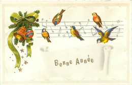 Carte Gaufrée - Bonne Année - Oiseaux Note De Musique   Q 2554 - Nouvel An