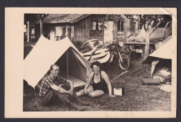 Privat Foto Ansichtskarte Camping Campen Motorrad Oldtimer - Motorbikes