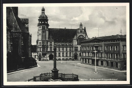 AK Köthen, Rathaus Mit Kriegerdenkmal  - Köthen (Anhalt)