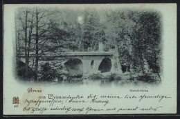 Mondschein-AK Weimar, Sternbrücke  - Weimar