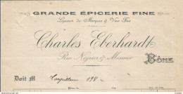 M11 / RARE Facture épicerie Fine ALGERIE BONE 1900 Charles EBERHARDT Rue Negrier Mesmer - Straßenhandel Und Kleingewerbe