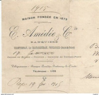 M11 Cpa / Old Invoice Lettre Facture Ancienne FONTENAY LE CONTE 1915 Chantonnay Châtaigneraie Pouzauges BANQUIER - Verkehr & Transport