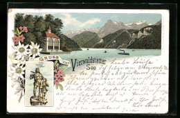 Lithographie Seelisberg, Tells Denkmal, Tellskapelle Am Vierwaldstättersee  - Seelisberg
