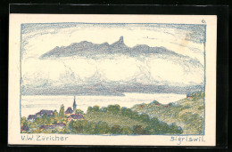 Künstler-AK Sigriswil, Panorama  - Sigriswil
